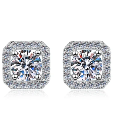 Elegant Square Earrings in White Gold Plated S925 Sterling Silver for Women – A Simple Timeless Design 1