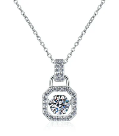 Elegant Square Pendant Necklace in White Gold Plated S925 Sterling Silver for Women 1