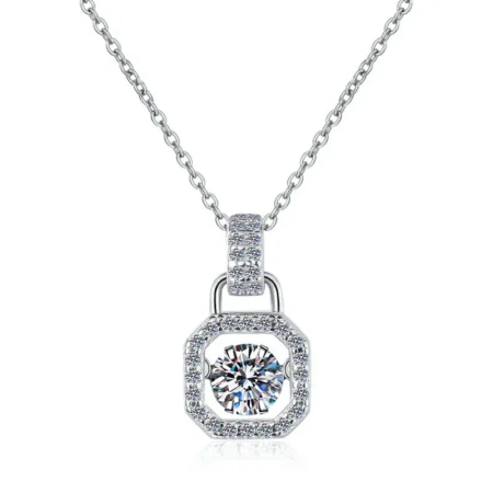 Elegant Square Pendant Necklace in White Gold Plated S925 Sterling Silver for Women 1