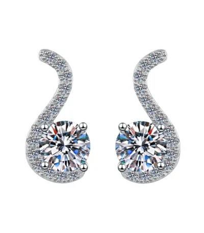 Elegant White Gold Plated Geometric Earrings – A Symmetrical Minimalist Design with a Refined Aesthetic 1