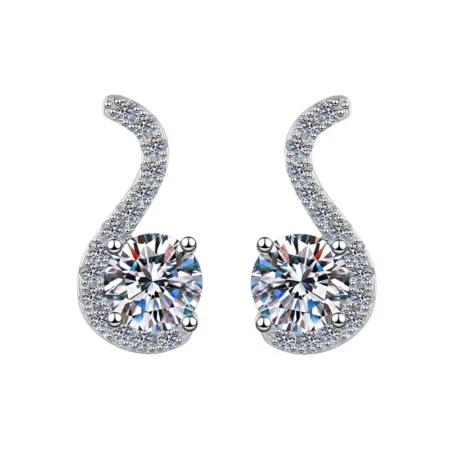 Elegant White Gold Plated Geometric Earrings – A Symmetrical Minimalist Design with a Refined Aesthetic 1