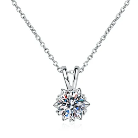 Luxury 1 Carat Snowflake Moissanite Pendant Necklace in 925 Sterling Silver 1