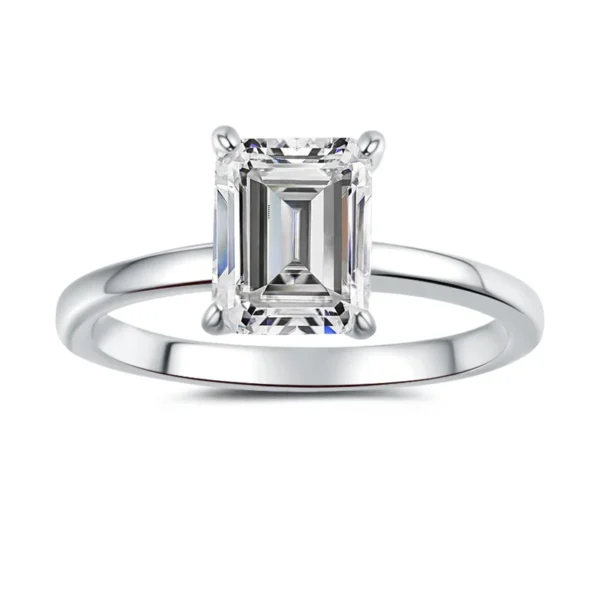 Luxury 2-Carat Emerald-Cut Moissanite Ring – 18K Gold-Plated 925 Sterling Silver, Timeless European & American Design