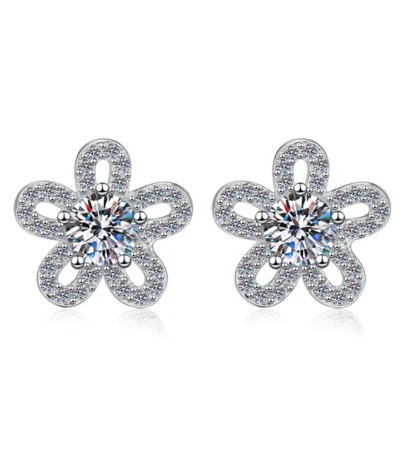Luxury Five Leaf Clover Flower Earrings in White Gold Finish S925 Sterling Silver – Micro Pave Setting 1