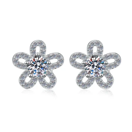 Luxury Five Leaf Clover Flower Earrings in White Gold Finish S925 Sterling Silver – Micro Pave Setting 1