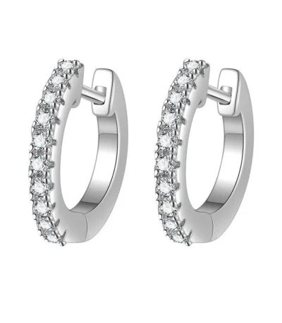 Luxury Round Geometric Earrings in White Gold Finish S925 Sterling Silver – Simple and Modern Design 1