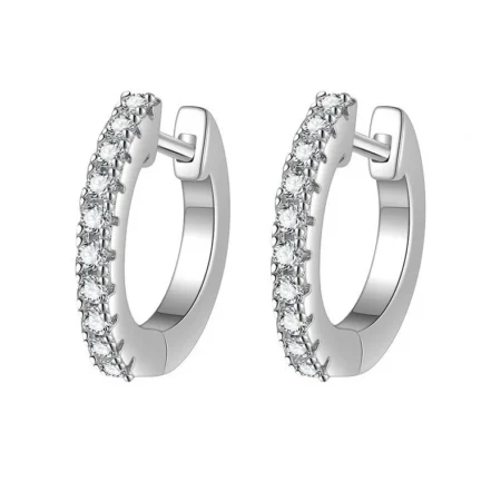Luxury Round Geometric Earrings in White Gold Finish S925 Sterling Silver – Simple and Modern Design 1
