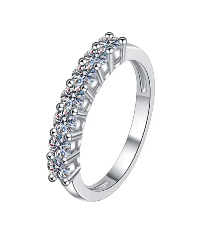 Luxury S925 Sterling Silver Moissanite Ring Set – Seven Star Princess Crown Stackable Rings for Women 1