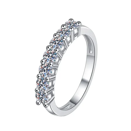 Luxury S925 Sterling Silver Moissanite Ring Set – Seven Star Princess Crown Stackable Rings for Women 1