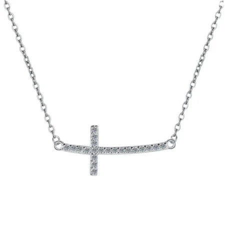 Luxury S925 Sterling Silver Necklace for Women – Moissanite Cross Pendant Set 1