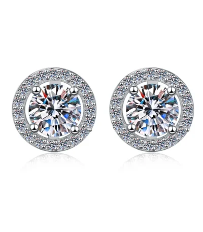 Luxury S925 Sterling Silver Stud Earrings for Women Moissanit 2