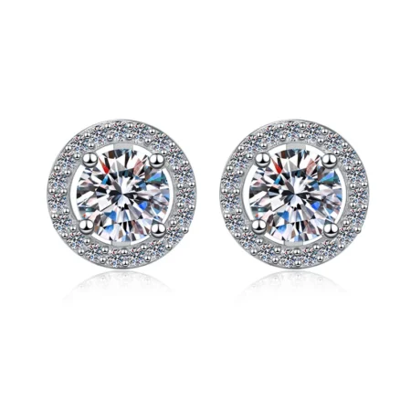 Luxury S925 Sterling Silver Stud Earrings for Women Moissanit 2