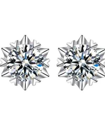 Luxury Snowflake Earrings in White Gold Finish S925 Sterling Silver – Simple and Classic 5