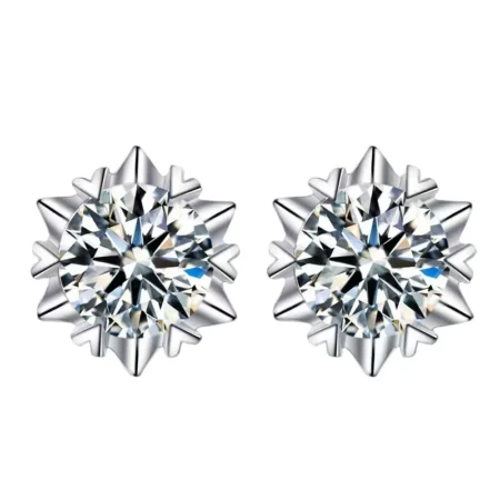 Luxury Snowflake Earrings in White Gold Finish S925 Sterling Silver – Simple and Classic 5
