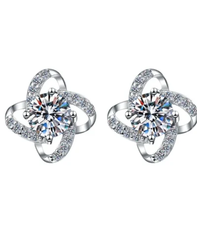 Luxury Windmill Earrings in White Gold Finish S925 Sterling Silver 1