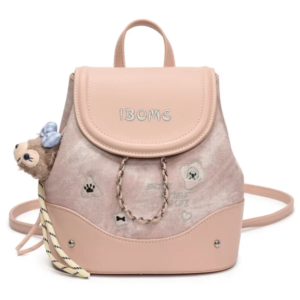 Luxury Spliced Women’s Backpack – Large-Capacity Casual Bucket Bag with Fashion Chain Commuter Design