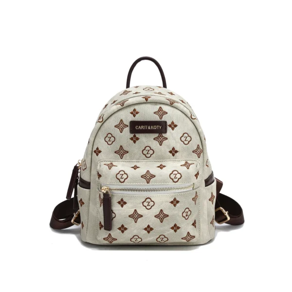 Retro Heavy Embroidery Backpack 2025 New High-End Contrasting Color Commuter Backpack Wholesale