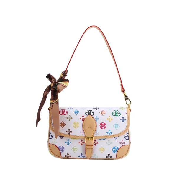 Trendy Mahjong-Print Contrasting Color Baguette Armpit Bag – High-End Niche Design Wholesale