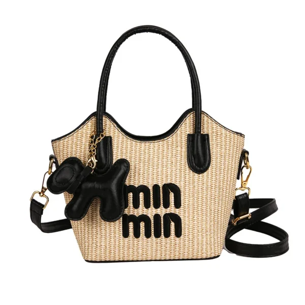 Luxury Straw Bucket Bag – High-End Lightweight Holiday Shoulder & Crossbody Handbag for Women