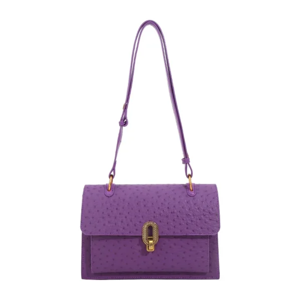 Luxury Purple Ostrich-Pattern Chain Underarm Bag – High-Sense Small Square Tote Wholesale
