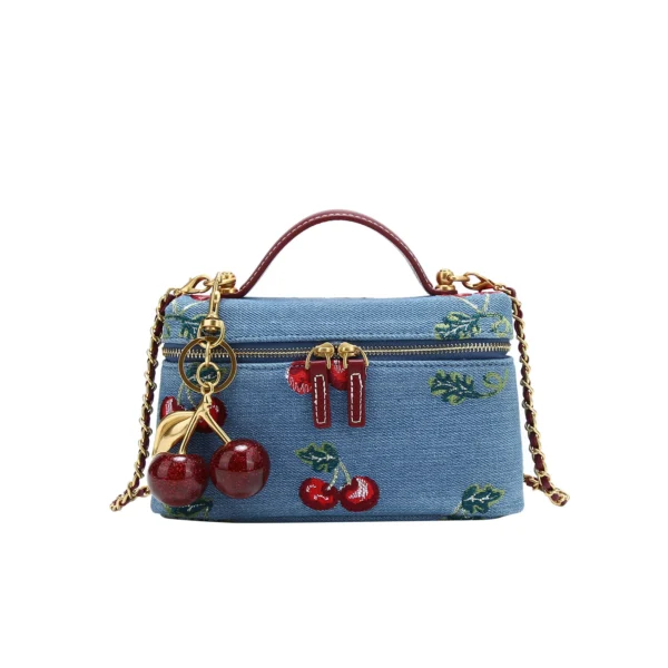 Premium Vintage Denim Embroidered Box Bag – High-End Small Square Tote for Women | Wholesale