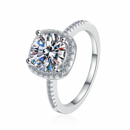 Premium 1 Carat D Color Moissanite Ring in 925 Sterling Silver – Elegant Square Cut for Women 1
